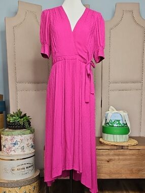 Maeve By Anthropologie Faux Wrap Dress Fuschia Pink
